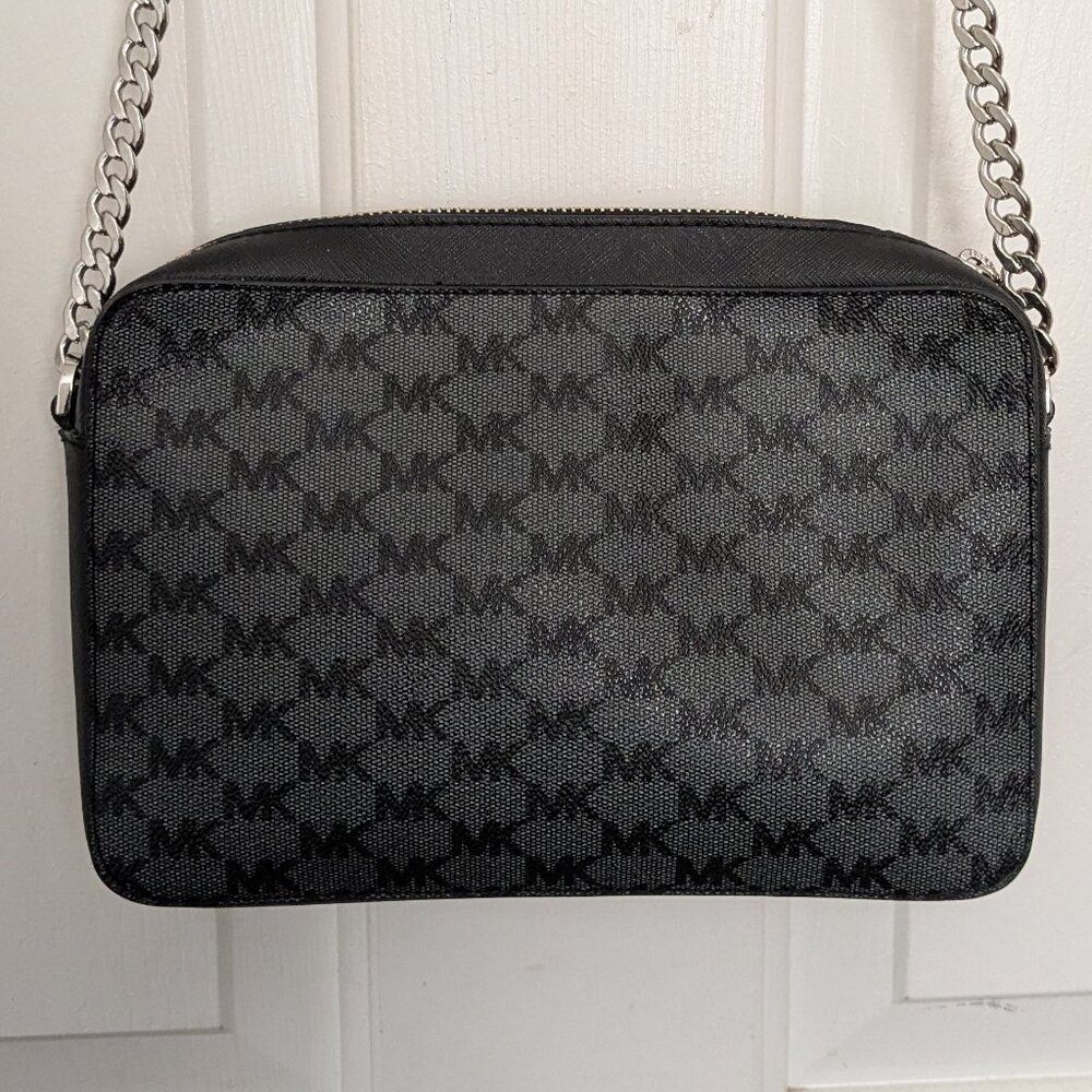 Michael Kors Jet Set Large East West Crossbody Black MK Signature . - Picture 3 of 15
